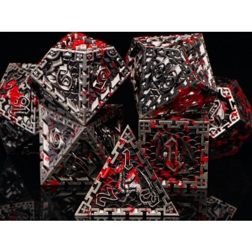 Metal dnd dice set blue RPG d&d gear mechanical dungeon and dragon polyhedral Retro dice with bag D20 D12 D10 D8 D6 D4