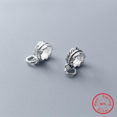 UQBing Wholesale Round Circle Leaves Silver Color Vintage Charms Jewelry DIY Bracelet Necklace 9*5mm