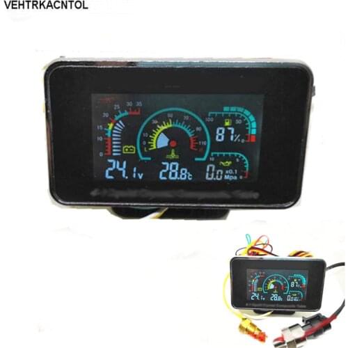 VEHTRKACNTOL 4 Functions 12v/24v Truck Car Oil Pressure Gauge + Volt Voltage Gauge + Water Temperature Gauge +Fuel Gauge Meter