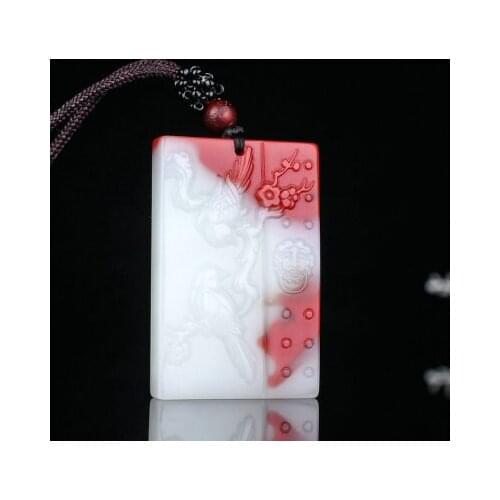 Zheru jewelry natural chicken blood jade beast amulet pendant necklace exquisite jewelry, best gift