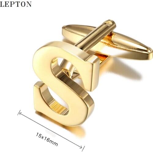 Lepton Hot Letters S Cufflinks For Men High Polishing Stainless Steel CuffLinks Man Shirt Cuffs Cuff links Relojes Gemelos