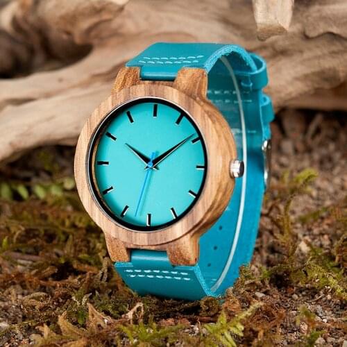 Relogio feminino BOBO BIRD Women Watch Casual Fashion Blue Soft Leather Strap Lovers Quartz Wristwatch C-C28 DROP SHIPPING
