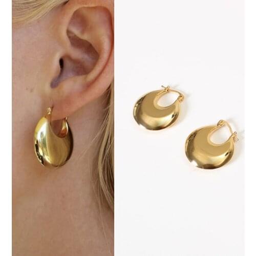 New Arrival Vintage Flat Coil Earrings Simple Metal Wind Gold Color Women Ins Popular Luxury Earring Fashion Jewelry Gift