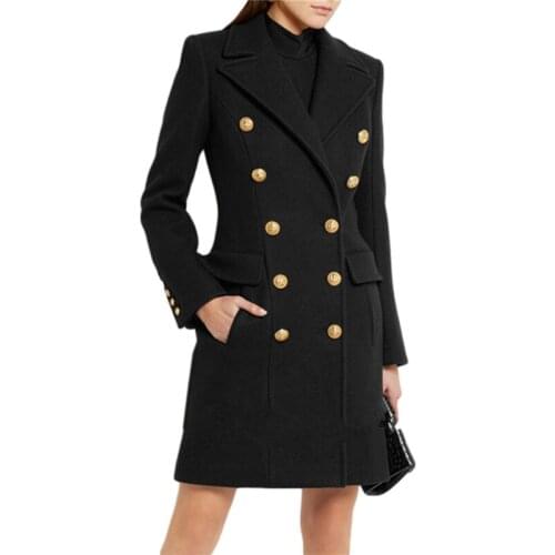 Womens Winter 2020 Wool Coat Vintage Elegant Clothing Office Ladies Fashion Clothes Double Breasted Long Jacket Female Outwear