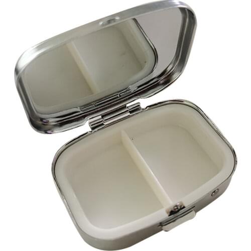 1Pc Portable Small Metal Rectangular Silver Tablet Pill Box Container Medicine Case Portable Metal Holder Medicine