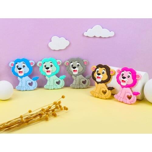 Sunrony 1pcs Lion Baby Teether Rodent BPA Food Free Silicone Teething Nursing Pacifier Silicone Teether