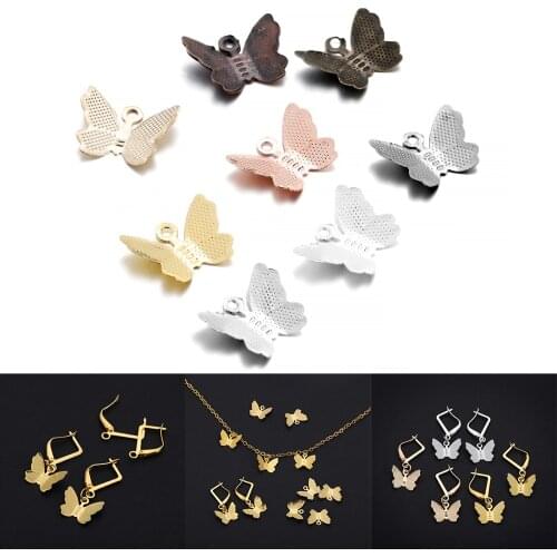 100pcs/lot Metal Plating Butterfly Filigree Wraps Connectors Charm DIY Jewelry Accessories Findings Supplies For Jewelry Making