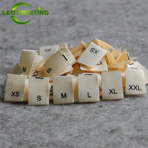 1000pcs General Use Cutted And Folded Beige Cotton Size Labels Soft Cotton Labels Tags for Baby Child Clothing Size Labels