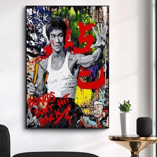 Bruce Lee Abstract Figure Graffiti Street Art Painting Posters And Prints Kung Fu Superstar Canvas Wall Picture For Living Room
