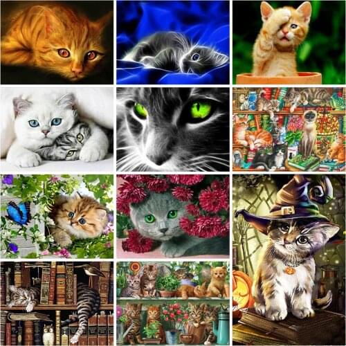 Diamond Painting Kits Cat Embroidery Mosaic Diamond Art 5d Square/Round Animals Cross Stitch Picture Rhinestones Hoe Decoration