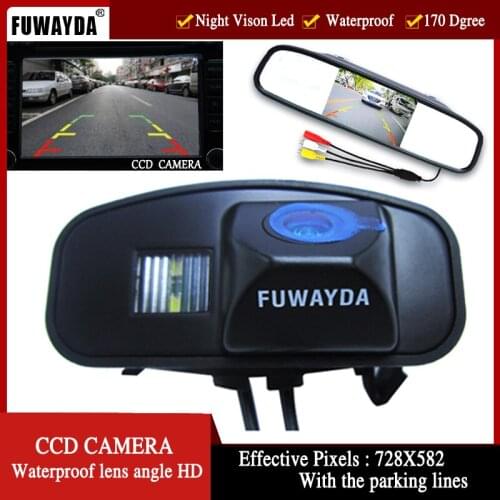 FUWAYDA Night Vision RearView Reverse color parking CCD HD car camera with 4.3Inch LCD Monitor For Honda CRV Odyddey Fit Jazz