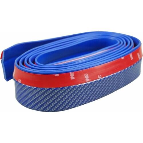 MOFE Car Styling Front 2.5M Blue Carbon Fiber Front Bumper Lip Skirts Protector Body Spoiler Valance Chin free shipping