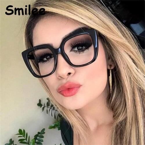 Fashion Oversized Square Glasses Clear Lens Spring Optical Eyeglasses Frames Decorative Glasses Eyewear Trends Plastic Frames