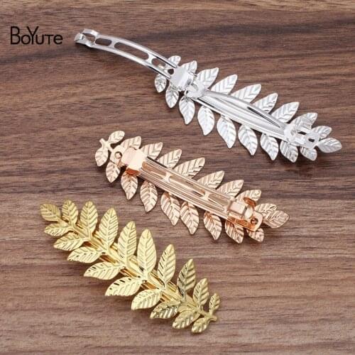 BoYuTe Custom Made (100 Pieces/Lot) 86*32.5MM Metal Iron Leaf Hair Clip Base Handmade Diy Hair Jewelry Accessories Wholesale