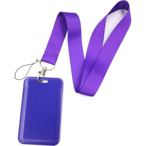 Pure Purple Color Key lanyard Car KeyChain ID Card Pass Gym Mobile Phone Badge Kids Key Ring Holder Jewelry Decorations