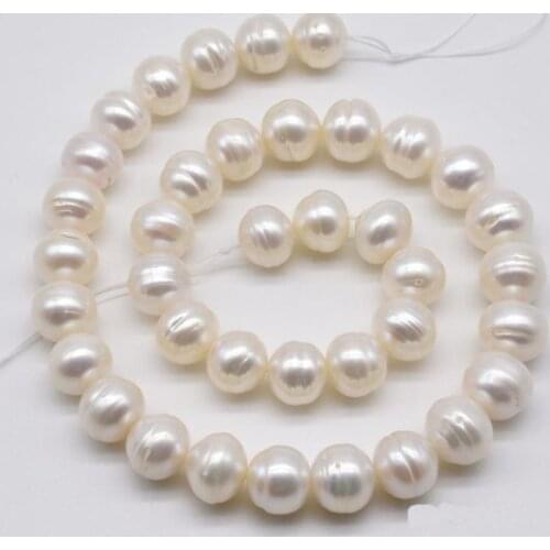 Natural Pearl Loose Beads Jewellery,12-13mm White Color Genuine Freshwater Pearl Jewellery,Potato Pearls One Full Strand