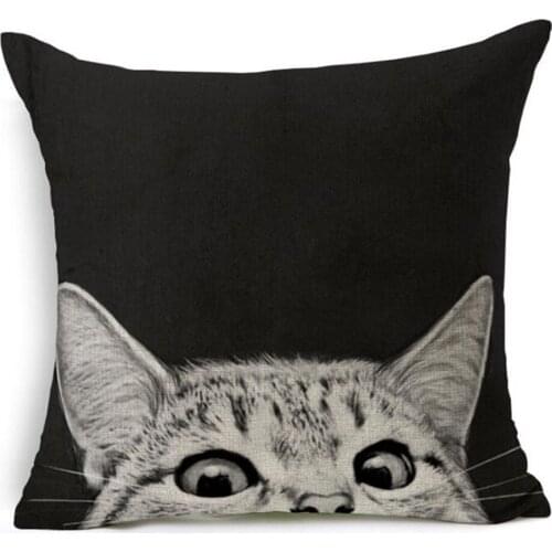 BV01002 Smoking Cat Printed Cotton Linen Pillowcase Decorative Pillows Cushion Use For Home Sofa Car Office Almofadas Cojines