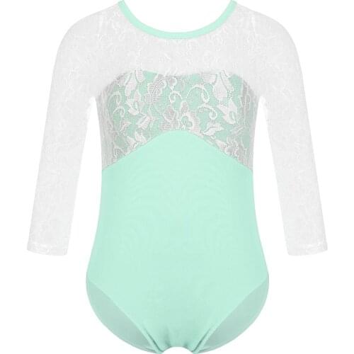 Girls One Pieces Ballet Jumpsuit Gymnastics Leotard Kids Long Sleeve Back Upper Training Yoga Ballerina Ballet Comfortable Wear