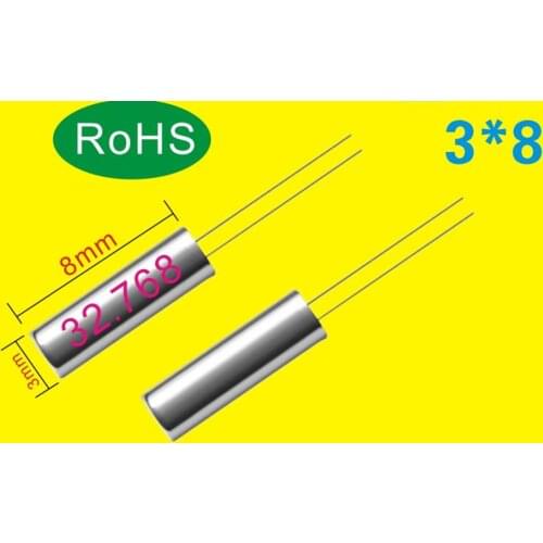 Cylinder 3*8mm DIP passive crystal oscillator 32.768K quartz crystal 32768 rohs 308 5PPM-50PPM,200PPM,1000PPM,5000PPM oscillator
