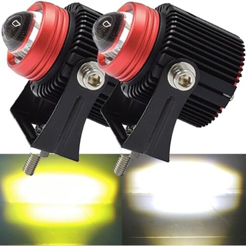 AKISPHY LED Light Car Motorcycle Headlight High Low Yellow White Double Color 20W Fog Lamp Spot Work Truck Boat ATV UTV 12V 24V