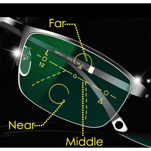 Photochromic Progressive Multifocal Reading Glasses Men Women Half Frame Anti Blue Light Presbyopic Glasses UltraLight