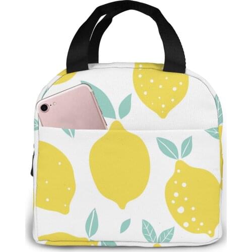 Insulated Lunch Bag Thermal Abstract Lemon Tote Bags Cooler Picnic Food Lunch Box Bag For Kids Women Girls Men Children
