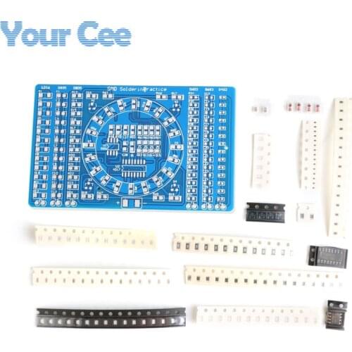 2 pcs DIY SMT SMD Component Soldering Welding PCB Practice Board Running Water Light Kit CD4017 NE555 Rotating LED Suite