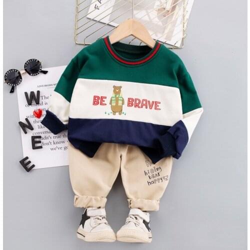 HYLKIDHUOSE Baby Boys Girls Clothing Sets 2021 Autumn Infant Clothes Outfit Children Cartoon Bear T Shirt Pants Kids Sportswear