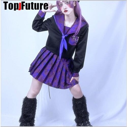 Gothic Lolita cosplay costume Japanese sailor suit Purple Butterfly missing event I dark purple bad JK uniform sailors suit