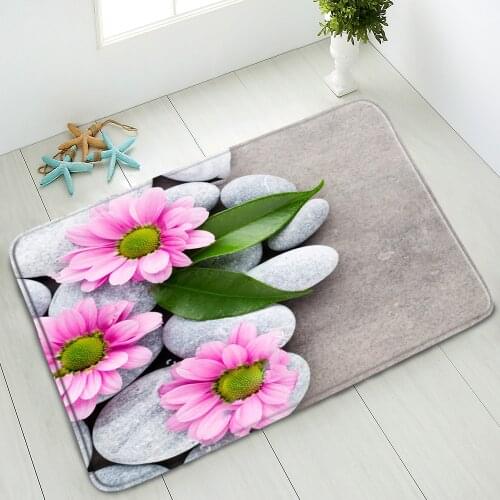 Zen Stone Flowers Bath Mat Bathroom Non-Slip Living Room Kitchen Bedroom Water Absorption Door Mats Washable Carpet Home Decor