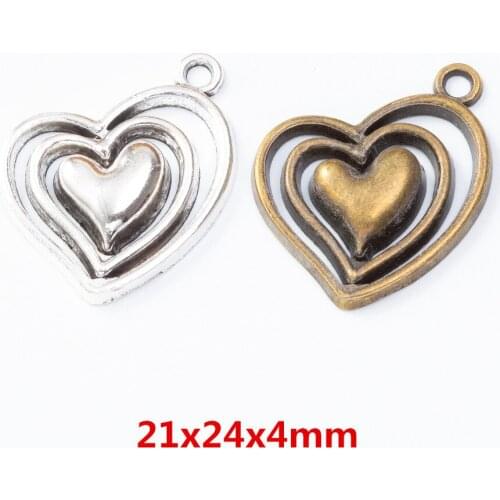 15 pieces of retro metal zinc alloy love pendant for DIY handmade jewelry necklace making 7946