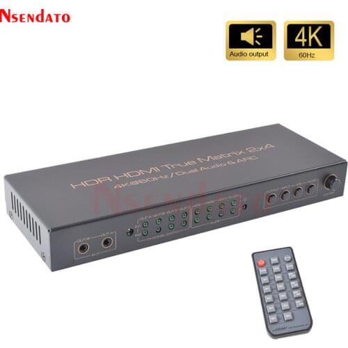 4K 60Hz 2 In 4 Out HDMI Matrix 2X4 Splitter Switcher HDMI Audio Extractor With ARC AUX SPDIF Scale Down For PS3/4 TV DVD STB