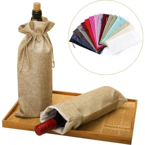 Wine Bags Red Wine Bottle Covers Champagne Pouches Burlap Packaging Bag Wedding Party Decoration Wine Storage Bags
