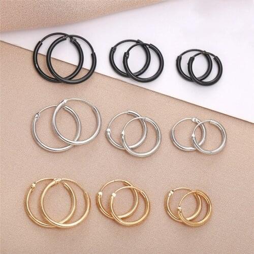 Fashion Hoop Earring for Women Fashion Black Silver Gold Color Punk Ear Rings Men Circle Earrings Hoops Hip Hop Jewelry Unisex