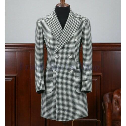 2021 New Mens Suits Long Blazer Houndstooth Handdsome Tuxedos For Wedding One Piece Slim Fit Formal Suits Blazer Only Jacket