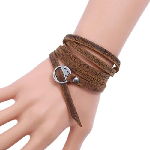 Fashion Men Multilayer Leather Bracelet Charm Bangle Belt Vintage Jewelry Minimalist Style Wristbands Male Handmade Accessories
