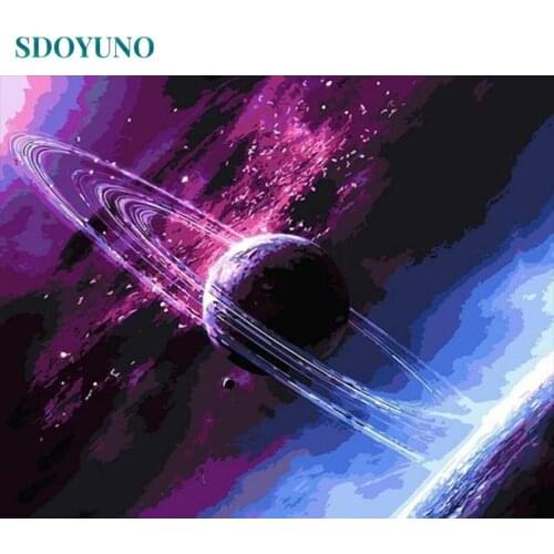 SDOYUNO Purple Planet DIY Frame Paint By Numbers Wall Art Picture Room Decoration Painting By Numbers For Wall Decor Gift