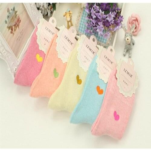 10 Pairs 5 Candy Color Love Behind Cute Socks Women Comfortable Fashion Heart Pattern Meias Cotton Bottom Calcetines Mujer