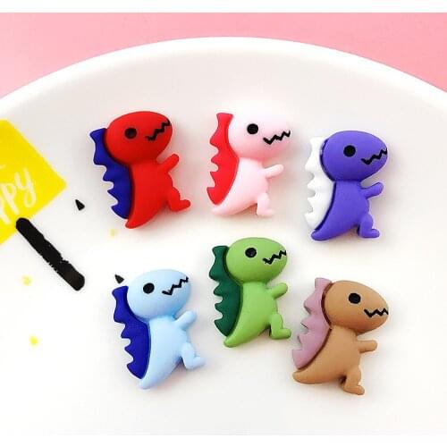 6colors Cartoon Figure Dinosaur Charms Kid Gift 6pcs Flat Back Glue Set Dinosaur Charm Jewelry Decoration Croc Handmade Findings