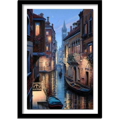 Full square drill Diamond embroidery Water town landscape 5d diy diamond painting Cross Stitch Rhinestone decor