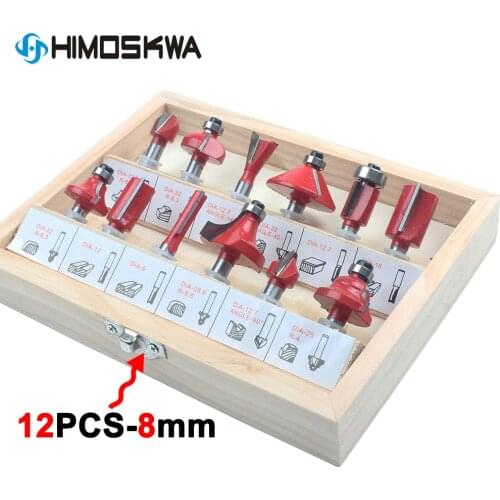 12pcs/set Woodworking Milling Cutters 1/4''/8mmShank Carbide Router Bit For Wood Cutter Engraving Cutting Tools