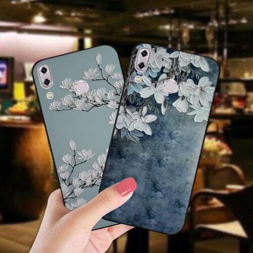 3D Emboss Silicone Cover For Asus Zenfone Max Pro M2 ZB631KL ZB633KL Peony Coque Shell Case For Asus 5Z ZE620KL ZS620KL