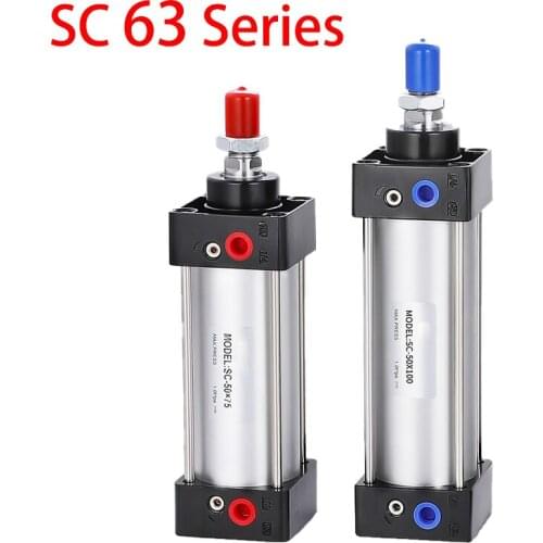 SC Series Standard Air Cylinders Bore63mm Double Acting Pneumatic Cylinder 25/75/100/125/150/175/200/250/300mm Stroke