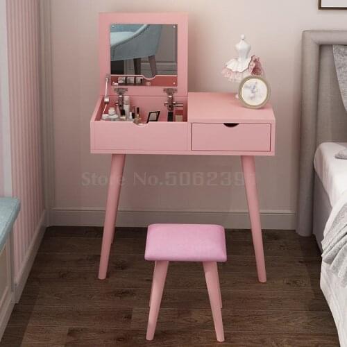 Dressing table small apartment mini bedroom economy Nordic simple flip ins net red makeup table