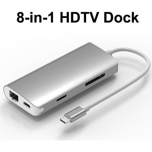 USB 3.1 Type C Dock To HDMI-compatible 4K Adapter TF SD Card Reader USB 3.0 Rj45 Cable for MacBook Pro/Air Samsung Huawei Phone