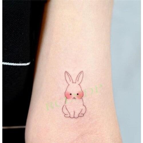 Waterproof Temporary Tattoo Sticker Cute yellow rabbit cartoonTatto Flash Tatoo Fake Tattoos for Kids Men Women