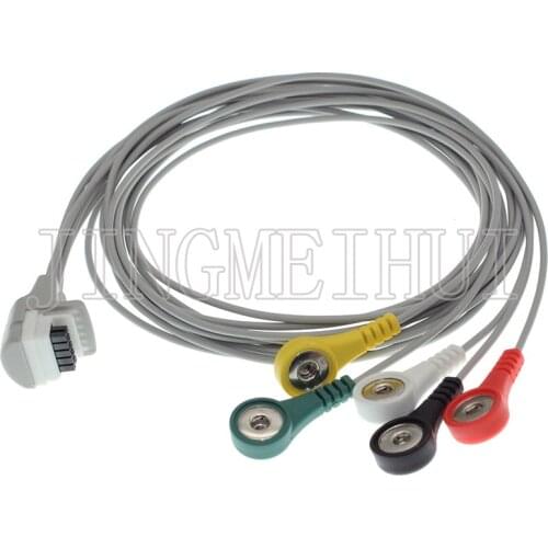 High quality Compatible with Mortara H3 Holter Recorder ECG 10P Cable,3293-036-51 5 lead snap/clip ECG AHA/IEC leadwire