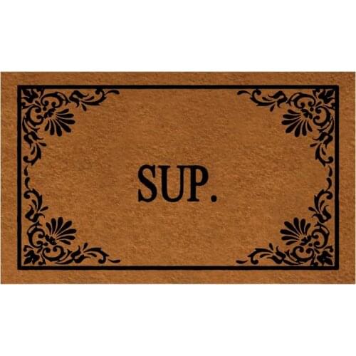 Funny Door Mat Sup Cool Giraffe Whats Up Personalized Doormat with Anti-Slip Rubber Back (23.6 X 15.7 inch) Prank Gift Home Dec