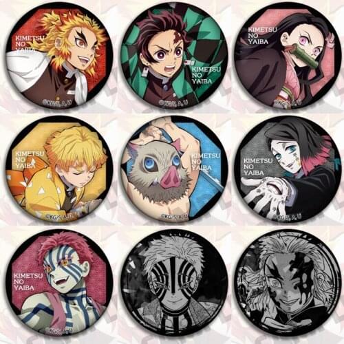 Demon Slayer Cosplay Badge Cartoon Collection Bags Badges For Backpacks Button Clothes Brooch Pins gifts anime