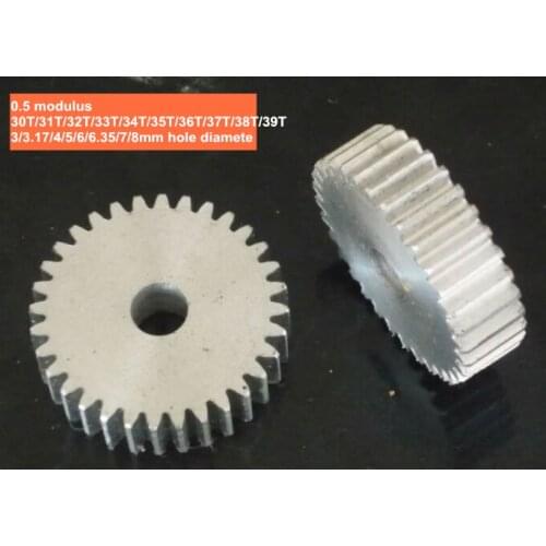 1 piece 0.5 modulus aluminium alloy Horizontal gear 30T/31T/32T/33T/34T/35T/36T/37T/38T/39T 3/3.17/4/5/6/6.35/7/8mm hole diamete